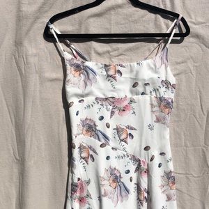 SHEIN long dress, Size 4 ( S ) white with blue and pink seashells.